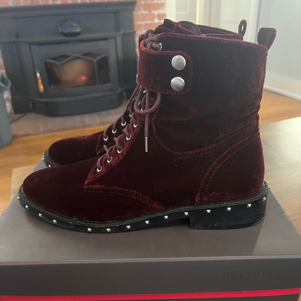 Vince Camuto Velvet Combat Boots